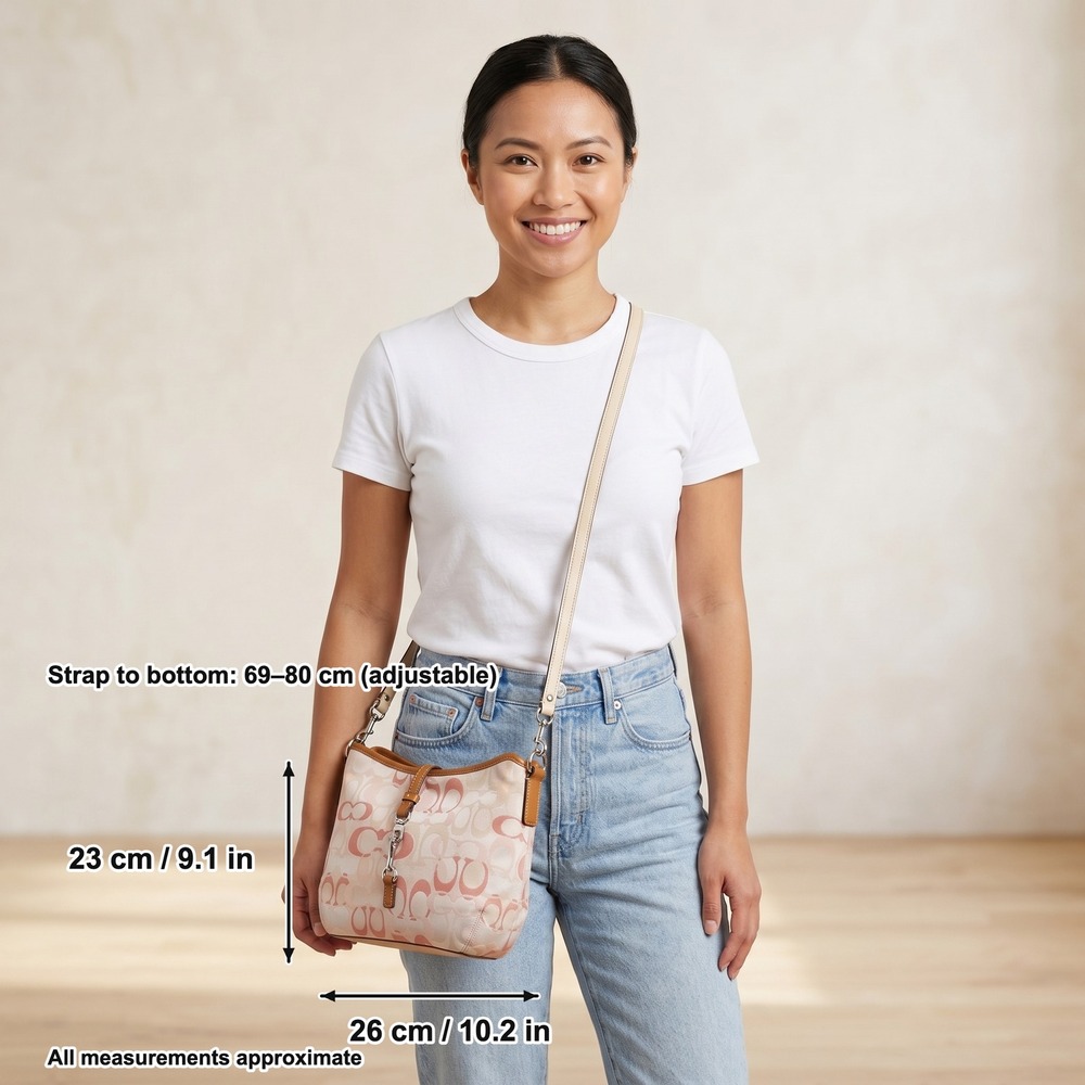 Coach Hamptons Optic Signature Clip Hobo Bag 7028 Pink Peach Pastel Y2K 2003